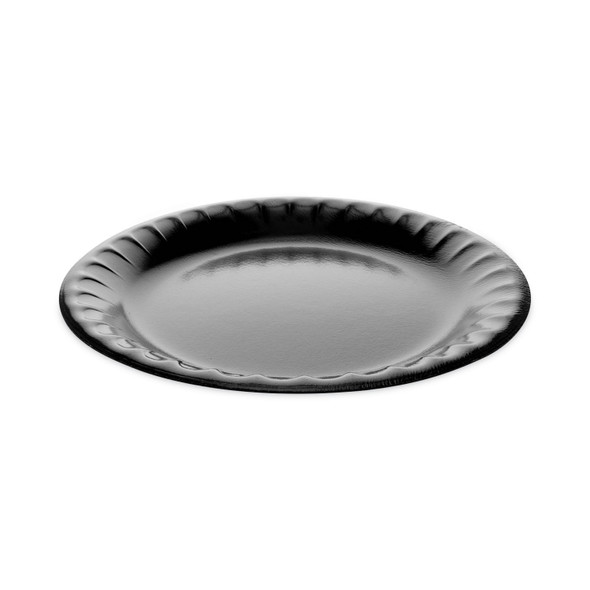 Placesetter Deluxe Laminated Foam Dinnerware, Plate, 9" dia, Black, 500/Carton