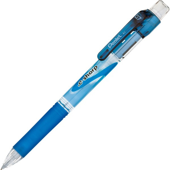 Pentel E-Sharp Mechanical Pencils - #2 Lead - 0.7 mm Lead Diameter - Refillable - Blue Barrel - 1 Dozen