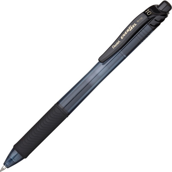 EnerGel EnerGel-X Retractable Gel Pens - Bold Pen Point - 1 mm Pen Point Size - Refillable - Retractable - Black Gel-based Ink - Black Barrel - Metal Tip - 12 / Box