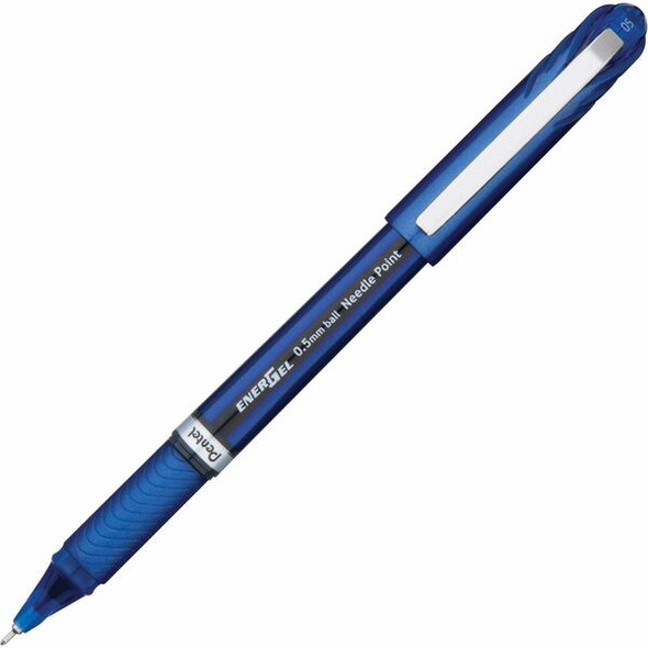 EnerGel EnerGel NV Liquid Gel Pens - Fine Pen Point - 0.5 mm Pen Point Size - Needle Pen Point Style - Blue Gel-based Ink - Blue Barrel - Metal Tip - 1 Dozen