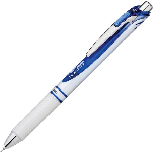 EnerGel EnerGel Pearl Liquid Gel Pen - Fine Pen Point - 0.5 mm Pen Point Size - Needle Pen Point Style - Refillable - Retractable - Blue Gel-based Ink - Pearl White Stainless Steel Barrel - 1 Each