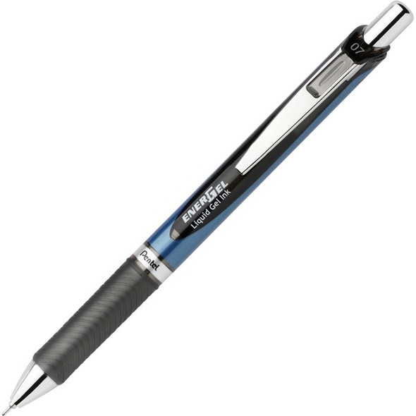 EnerGel EnerGel RTX Liquid Gel Pen - Medium Pen Point - 0.7 mm Pen Point Size - Needle Pen Point Style - Refillable - Retractable - Black Gel-based Ink - Blue, Black, Stainless Steel Barrel - Metal Tip - 1 Each