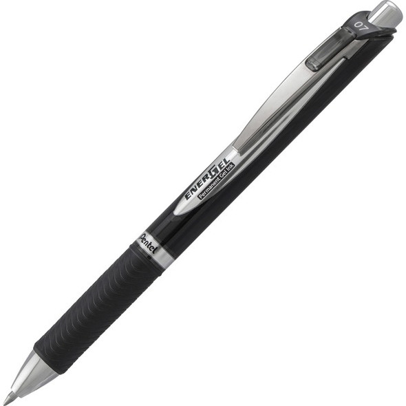 EnerGel Retractable Gel Roller Pen - 0.7 mm Pen Point Size - Retractable - Black Gel-based Ink - Black Barrel - Metal Tip - 1 Each