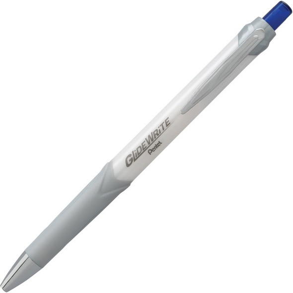 Pentel GlideWrite Signature Gel Ballpoint Pen - 1 mm Pen Point Size - Blue, White Gel-based Ink - 1 Dozen