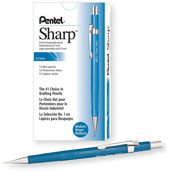 Pentel Sharp Automatic Pencils - #2 Lead - 0.7 mm Lead Diameter - Refillable - Blue Barrel - 1 Each