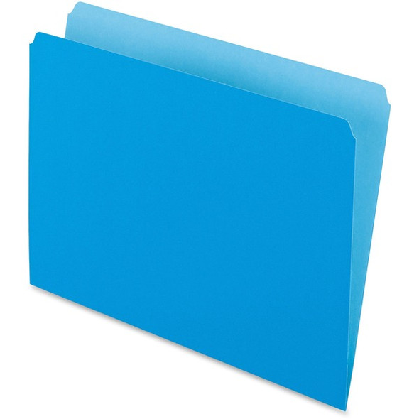 Pendaflex Letter Recycled Top Tab File Folder - 8 1/2" x 11" - Blue - 30% Recycled - 100 / Box