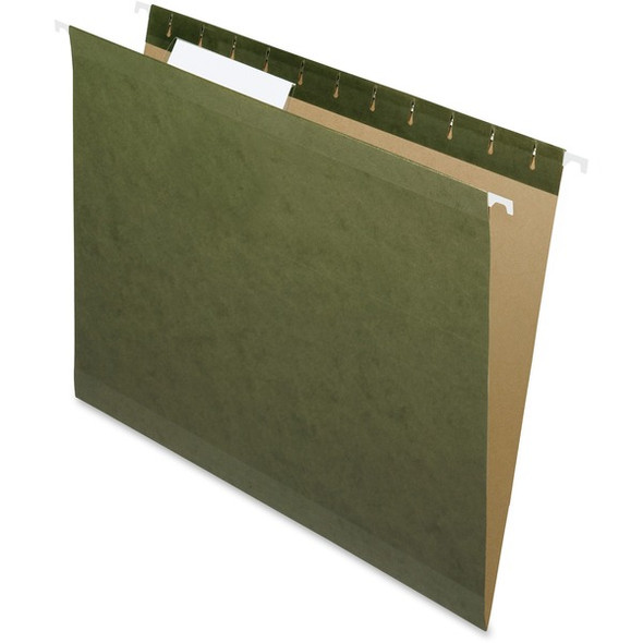 Pendaflex 1/3 Tab Cut Letter Recycled Hanging Folder - 8 1/2" x 11" - Assorted Position Tab Position - Standard Green - 10% Recycled - 25 / Box