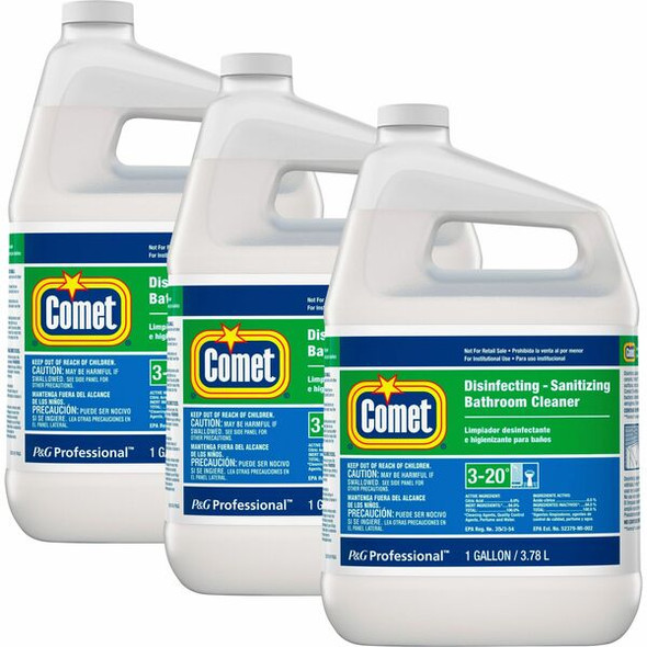 Comet Disinfecting Bathroom Cleaner - 128 fl oz (4 quart) - 3 / Carton - White