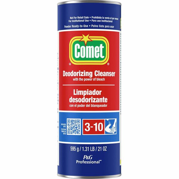 Comet Deodorizing Cleanser - For Hard Surface, Toilet Bowl, Tile, Tub, Sink, Chrome, Stainless Steel, Fiberglass, Marble - 21 oz (1.31 lb) - 1 Each - Non-staining