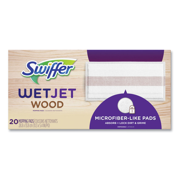 WetJet System Wood Mopping Pad, 5.4 x 11.3, White, 20/Pack