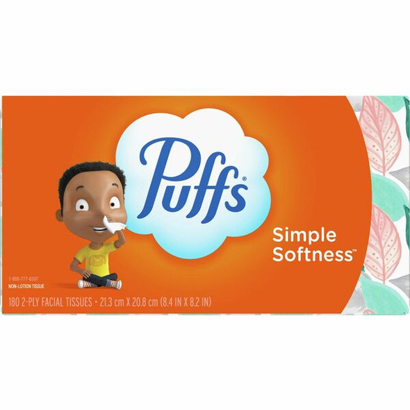 Puffs Basic Facial Tissue - 1 Ply - 8.50" x 8.40" - White - Strong, Soft - For Face - 180 / Box