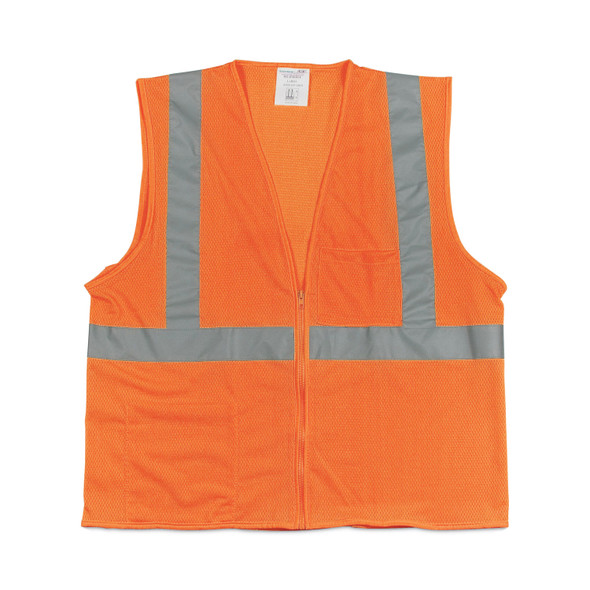 ANSI Class 2 Hook and Loop Safety Vest, 2X-Large, Hi-Viz Orange