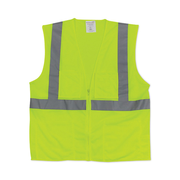Zipper Safety Vest, 2X-Large, Hi-Viz Lime Yellow