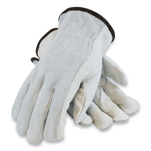 Top-Grain Leather Drivers Gloves with Shoulder-Split Cowhide Leather Back, X-Large, Gray