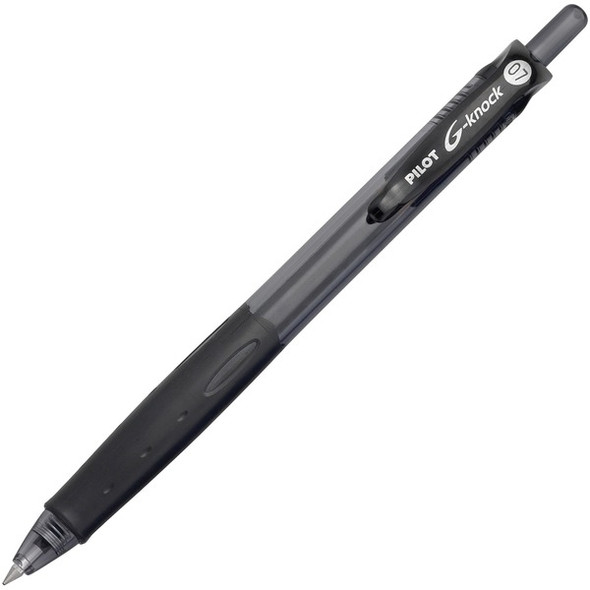 Pilot BeGreen G-Knock Retractable Gel Ink Pens - Fine Pen Point - 0.7 mm Pen Point Size - Refillable - Retractable - Black Gel-based Ink - Black Barrel - 1 Dozen