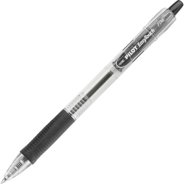 Pilot EasyTouch Retractable Ballpoint Pens - Fine Pen Point - 0.7 mm Pen Point Size - Refillable - Retractable - Black - Clear Barrel - 1 Dozen