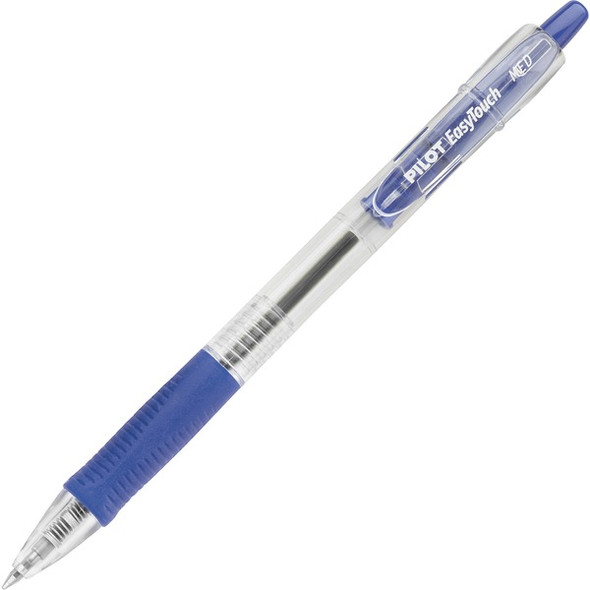Pilot EasyTouch Retractable Ballpoint Pens - Medium Pen Point - 1 mm Pen Point Size - Refillable - Retractable - Blue - Clear Barrel - 1 Dozen