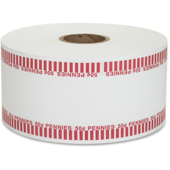 PAP-R Color-coded Coin Machine Wrappers - 1000 ft Length - 1900 Wrap(s)Total $0.50 in 50 Coins of 1Ãƒâ€šÃ‚Â¢ Denomination - 15 lb Basis Weight - Kraft - Red, White - 1900 / Roll