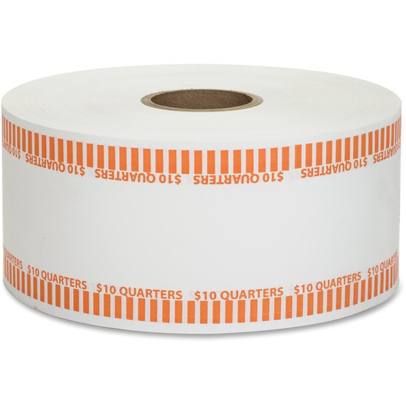 PAP-R Color-coded Coin Machine Wrappers - 1000 ft Length - 1900 Wrap(s)Total $10 in 40 Coins of 25Ãƒâ€šÃ‚Â¢ Denomination - 15 lb Basis Weight - Kraft - Orange, White - 1900 / Roll