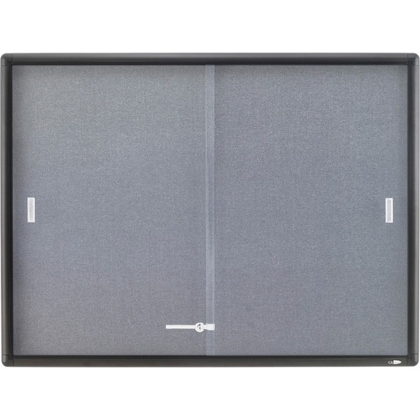 Quartet Enclosed Bulletin Board - 36" Height x 48" Width - Gray Fabric Surface - Self-healing - Graphite Frame - 1 Each