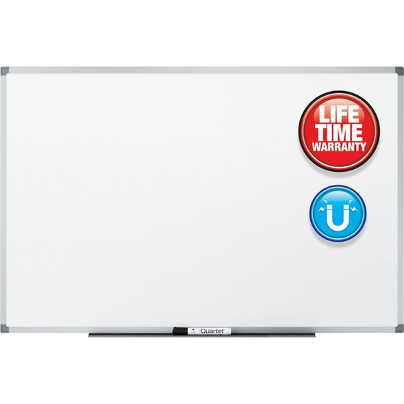 Quartet Standard DuraMax Magnetic Whiteboard - 48" (4 ft) Width x 36" (3 ft) Height - White Porcelain Surface - Silver Aluminum Frame - Rectangle - Horizontal/Vertical - Magnetic - Assembly Required - 1 Each - TAA Compliant