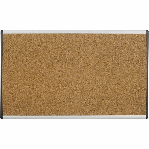 Quartet Arc Cubicle Bulletin Board - 18" Height x 30" Width - Brown Natural Cork Surface - Durable, Self-healing - Silver Aluminum Frame - 1 Each