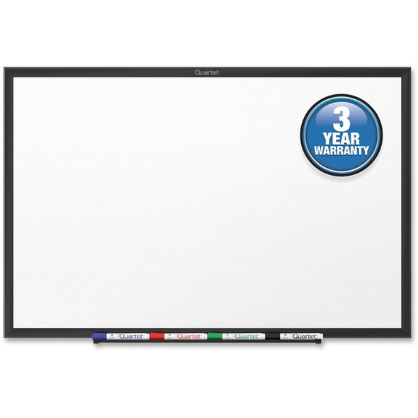 Quartet Classic Total Erase Whiteboard - 48" (4 ft) Width x 36" (3 ft) Height - White Melamine Surface - Black Aluminum Frame - Horizontal/Vertical - 1 Each