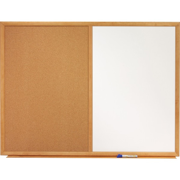 Quartet Standard Combination Whiteboard/Cork Bulletin Board - 36" (3 ft) Width x 24" (2 ft) Height - White Melamine Surface - Oak Frame - Rectangle - Horizontal/Vertical - 1 Each