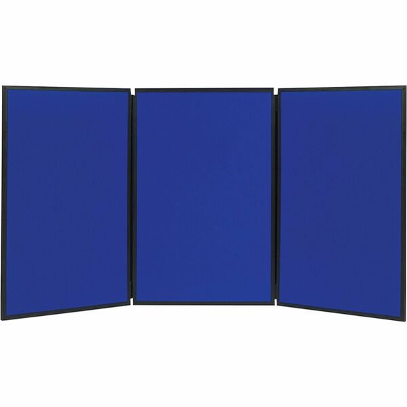 Quartet Show-It! 3-sided Display System - 36" Height x 72" Width - Gray Fabric, Blue Surface - Dual Sided, Lightweight, Resilient, Durable, Tackable - 3 - 1 Each