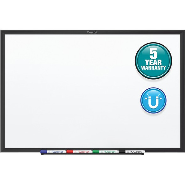 Quartet Classic Magnetic Whiteboard - 36" (3 ft) Width x 24" (2 ft) Height - White Painted Steel Surface - Black Aluminum Frame - Horizontal/Vertical - Magnetic - 1 Each