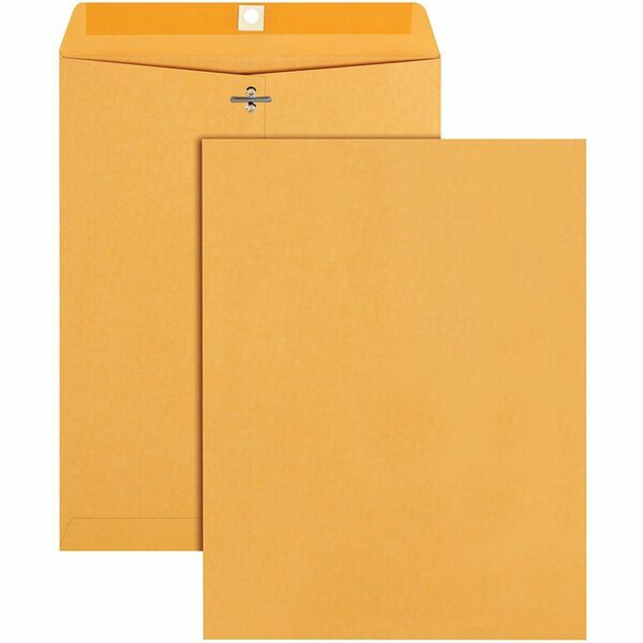 Quality Park 9-1/2 x 12-1/2 Clasp Envelopes with Deeply Gummed Flaps - Clasp - #93 - 9 1/2" Width x 12 1/2" Length - 28 lb - Gummed - Kraft - 100 / Box - Kraft