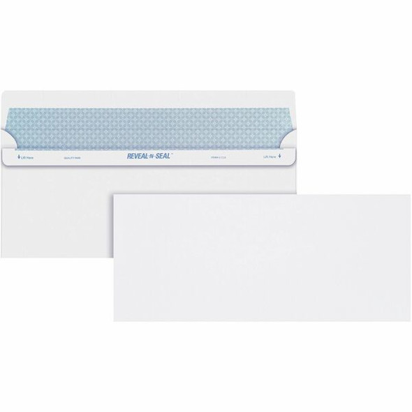 Quality Park No. 10 Security Tinted Business Envelopes with Reveal-N-Seal&reg; Self-Seal Closure - Security - #10 - 4 1/8" Width x 9 1/2" Length - 24 lb - 500 / Box - White
