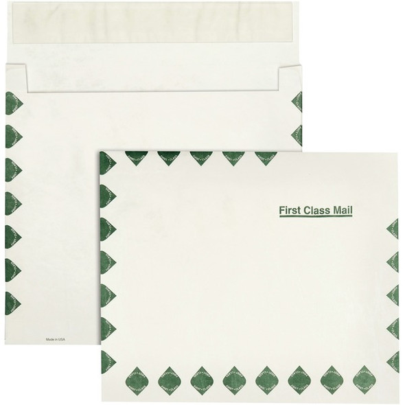 Survivor&reg; 10 x 13 x 2 DuPont Tyvek Expansion First Class Border Mailers - First Class Mail - 10" Width x 13" Length - 2" Gusset - 14 lb - Self-sealing - Tyvek - 100 / Carton - White