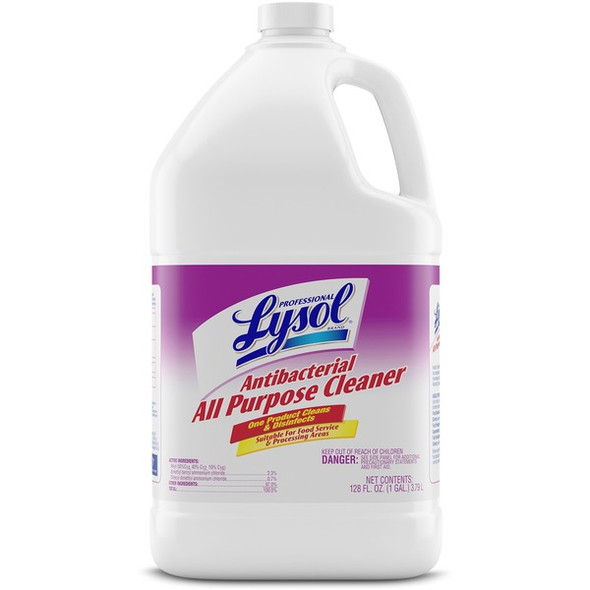 Professional Lysol Antibacterial All Purpose Cleaner - Concentrate - 128 fl oz (4 quart) - 1 Each - Clear/Fluorescent Green