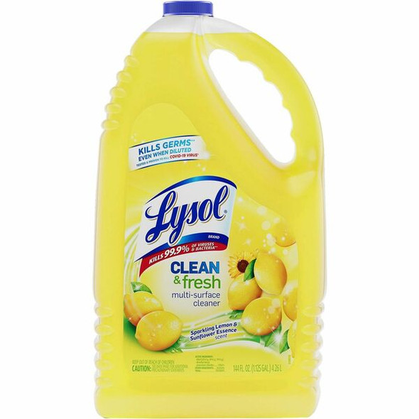 Lysol Clean/Fresh Lemon Cleaner - For Multi Surface - 144 fl oz (4.5 quart) - Clean & Fresh Lemon Scent - 1 Each - Yellow