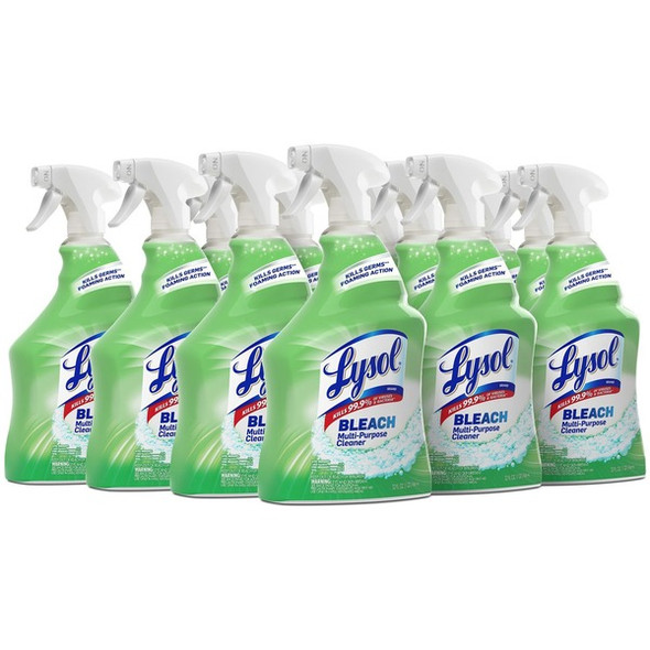Lysol Multi-Purpose Cleaner with Bleach - For Multipurpose - 32 fl oz (1 quart) - 12 / Carton - Disinfectant, Anti-bacterial - White