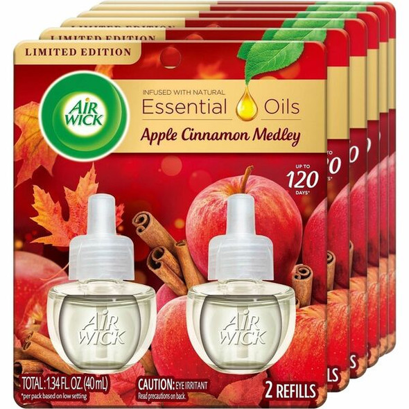 Air Wick Apple Scented Oil - Oil - 0.6 fl oz (0 quart) - Apple Cinnamon Medley - 60 Day - 6 / Carton - Long Lasting