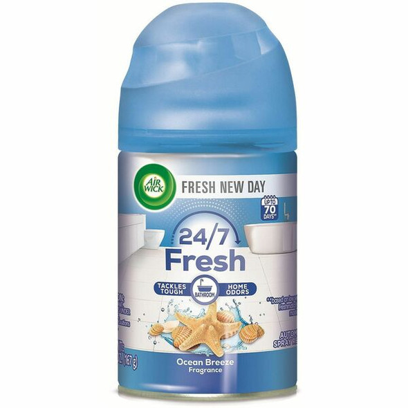 Air Wick Pure Air Freshmatic Refills - Aerosol - 6.2 fl oz (0.2 quart) - Ocean Breeze - 60 Day - 6 / Carton - Odor Neutralizer