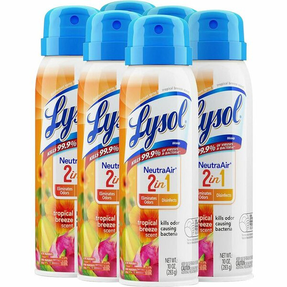 Lysol Neutra Air 2 in 1 Spray - 10 fl oz (0.3 quart) - Tropical Breeze Scent - 6 / Carton - Multi