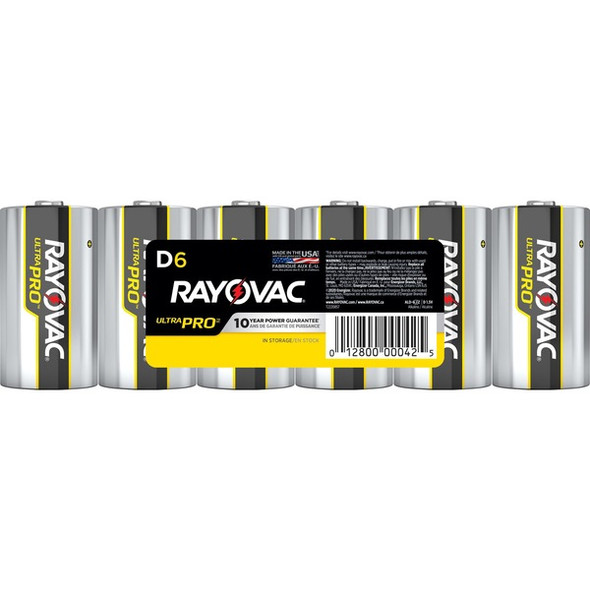 Rayovac Ultra Pro D Batteries - For Flashlight - D - 6 / Pack