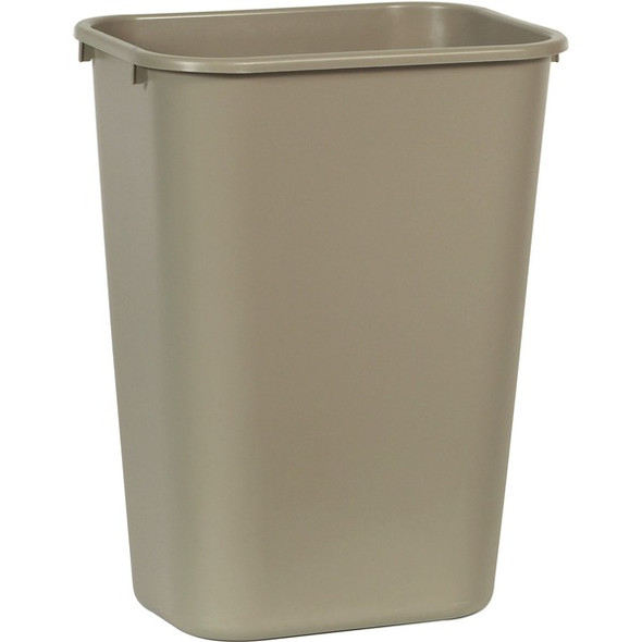 Rubbermaid Commercial 41 QT Large Deskside Wastebaskets - 10.25 gal Capacity - Rectangular - Dent Resistant, Durable, Rust Resistant, Easy to Clean - 20" Height x 11.3" Width x 15.3" Depth - Plastic - Beige - 12 / Carton