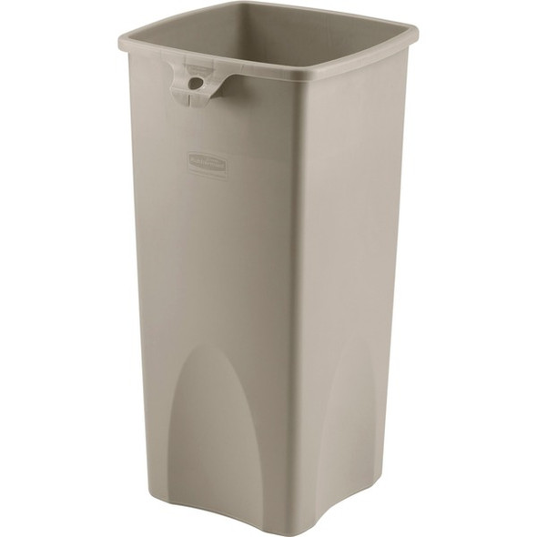 Rubbermaid Commercial Untouchable Square Container - 23 gal Capacity - Square - Durable, Crack Resistant - 32.9" Height x 16.5" Width x 15.5" Depth - Plastic - Beige - 3 / Carton