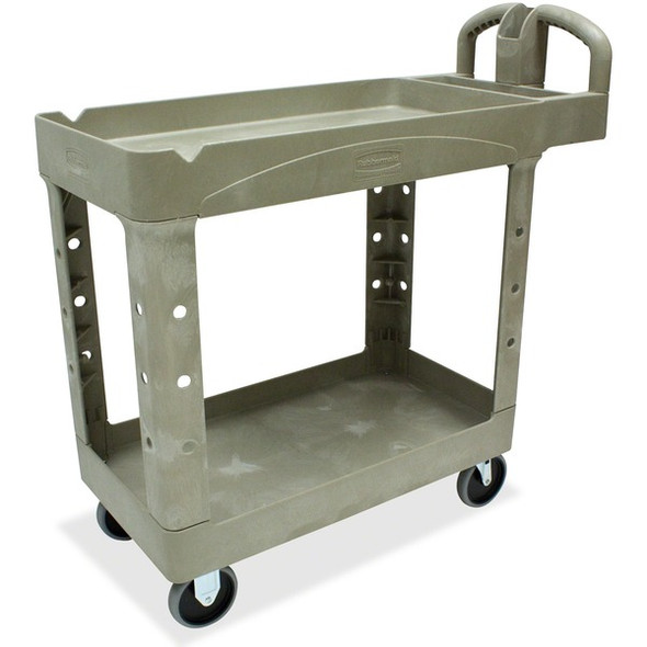 Rubbermaid Commercial Two Shelf Service Cart - 2 Shelf - 500 lb Capacity - 4 Casters - 5" Caster Size - x 39.5" Width x 17.9" Depth x 33.3" Height - Beige - 1 Each
