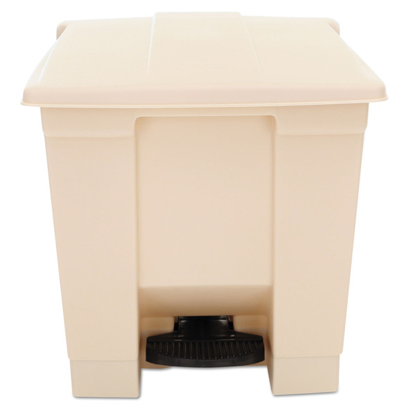 Indoor Utility Step-On Waste Container, 8 gal, Plastic, Beige