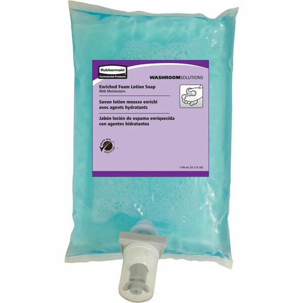 Rubbermaid Commercial Moisturizing Foam Soap Dispenser Refill - Light Citrus ScentFor - 37.2 fl oz (1100 mL) - Kill Germs - Skin, Hand - Moisturizing - Blue - 4 / Carton
