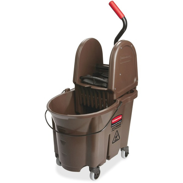 Rubbermaid Commercial WaveBrake Combo Mop Bucket - 35 quart - Splash Resistant - 23.5" x 15.5" x 20" - Tubular Steel, Plastic - Brown - 1 / Carton