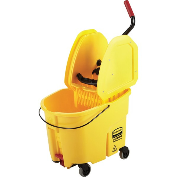 Rubbermaid Commercial WaveBrake Combo Mop Bucket - 35 quart - 36.5" x 15.7" - Tubular Steel, Plastic - Yellow - 1 Each