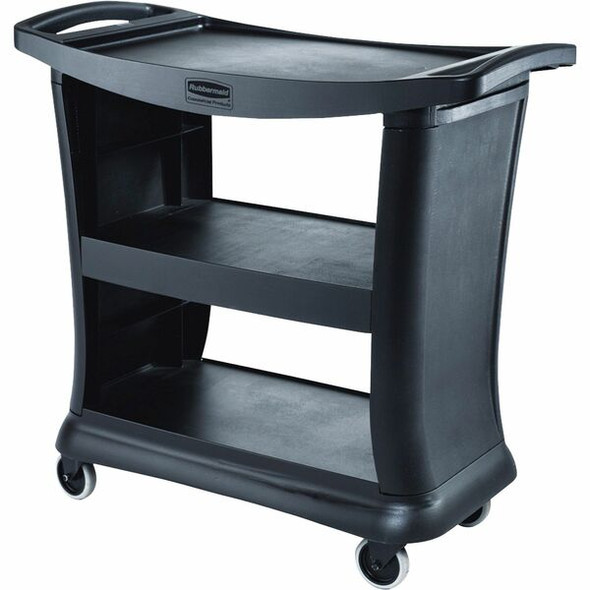 Rubbermaid Commercial 9T68 Executive Service Cart - 3 Shelf - 300 lb Capacity - Plastic - 38.9" Length x 20.3" Width Height - Black - 1 Each