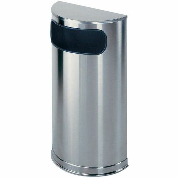 Rubbermaid Commercial Half Round Steel Receptacles - 9 gal Capacity - 32" Height x 18" Width x 9" Depth - Steel - Stainless Steel - 1 Each