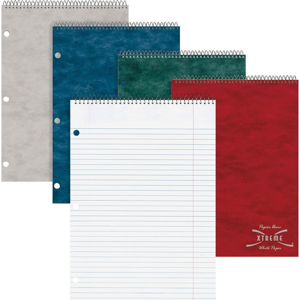 Rediform Porta-Desk 1-Subject Notebooks - 80 Sheets - Coilock - Ruled Margin - 8 1/2" x 11 1/2" - White Paper - AssortedPressboard Cover - Micro Perforated - 1 Each
